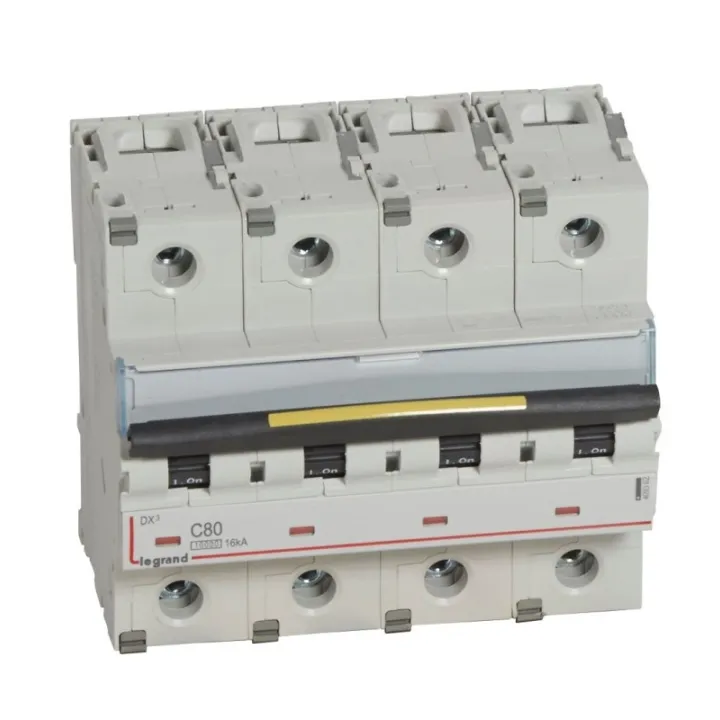 Disjoncteur Dx³10000 16Ka Arrivée Haut/Départ Bas Vis 4P 80A Courbe C 6 Modules