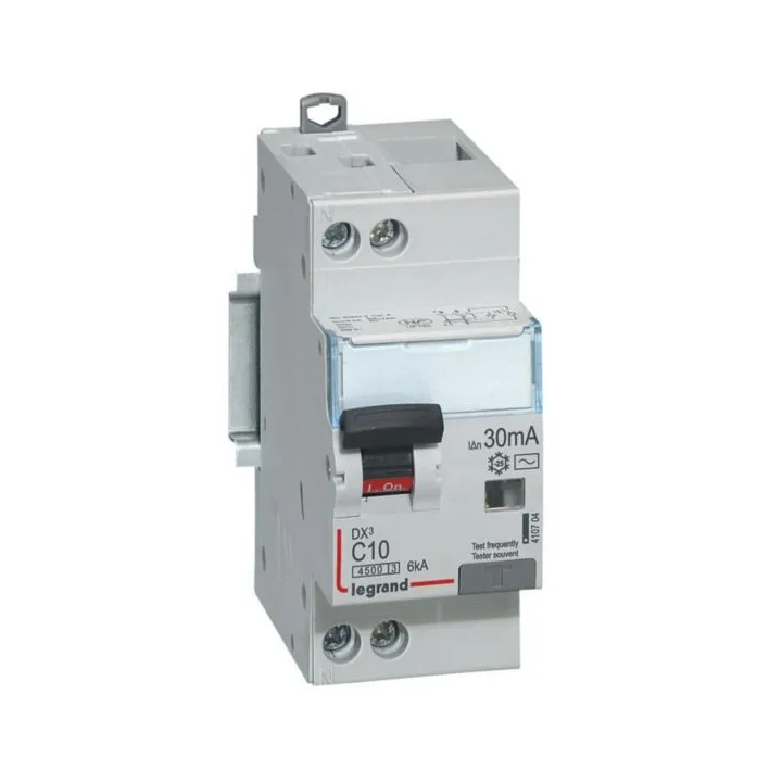 Disjoncteur Diff Dx³ 4500 - Vis/Vis -U+N 230V~ 10A - Typeac -30Ma -Courbe C - 2M
