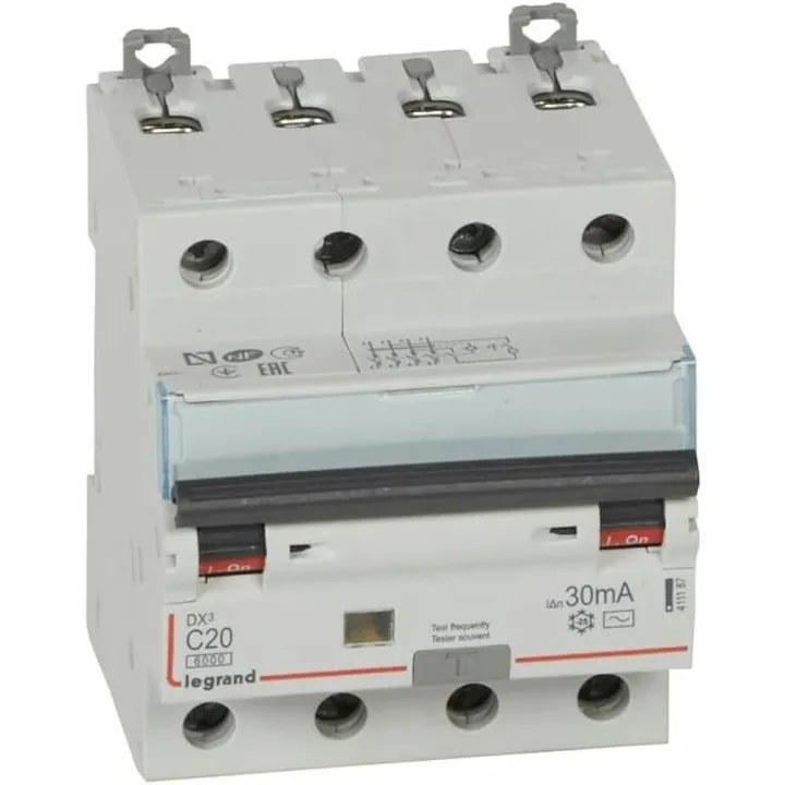 Disjoncteur Diff Monobloc Dx³6000 Arrivée Haut/Départ Bas Vis 4P 20A Typeac 30Ma