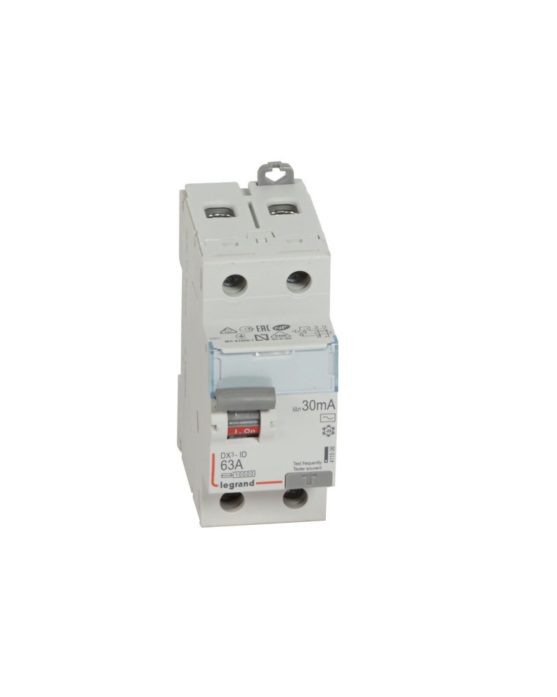 Interrupteur Différentiel Dx³-Id Haut/Bas Vis - 2P 230V~ 63A Typeac 30Ma - 2 Mod