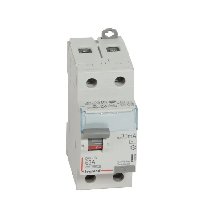Interrupteur Différentiel Dx³-Id Haut/Bas Vis - 2P 230V~ 63A Typeac 30Ma - 2 Mod