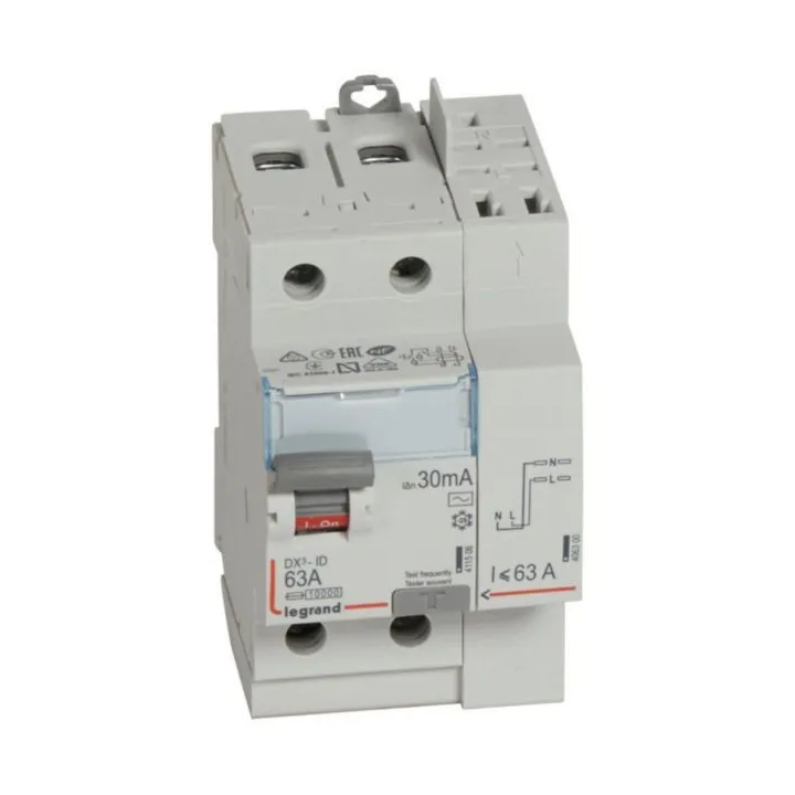 Interrupteur Différentiel Dx³-Id Haut Vis/Haut Auto 2P 230V~ 63A Ac 30Ma - 3 Mod