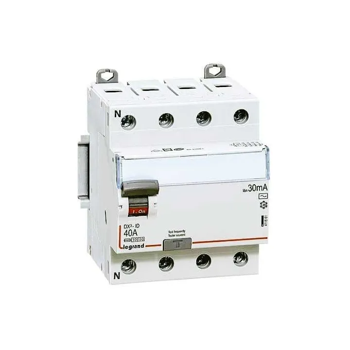 Interrupteur Différentiel Dx³-Id Haut/Bas Vis - 4P 400V~ 40A Typeac 30Ma - 4 Mod