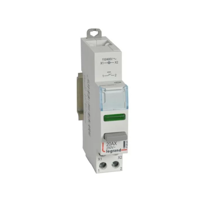 Poussoir Double Fonction Contact 1No + Voyant Led Vert 110-400V~ - 1 Module Din