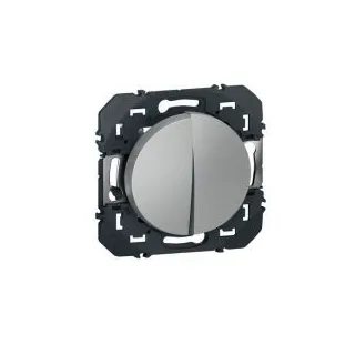 Poussoir Double Dooxie 6A 250V~ Finition Alu