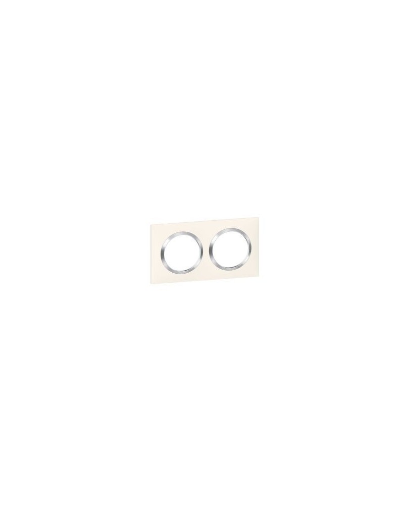 Plaque Carrée Dooxie 2 Postes Finition Blanc Avec Bague Effet Chrome