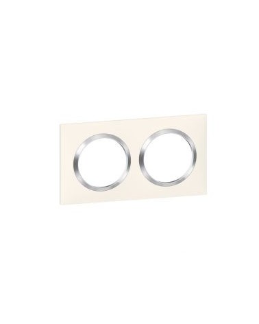 Plaque Carrée Dooxie 2 Postes Finition Blanc Avec Bague Effet Chrome