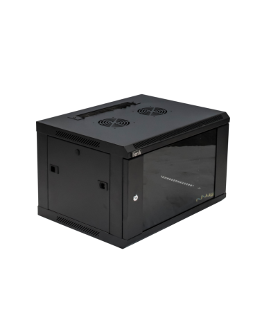 Coffret 19" Porte Vitrée 6U 600X450 Noir Monté