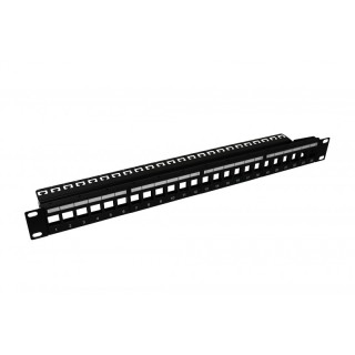 Panneau 19" 1U nu 16 ports+support de câbles-Format Keystone
