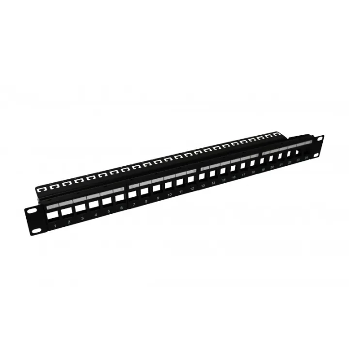 Panneau 19" 1U Nu 16 Ports+Support De Câbles-Format Keystone