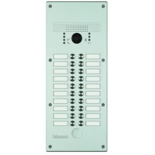 Platine antivandale à bouton poussoir Linea 300 pour 13 à 20 appels façade Alu