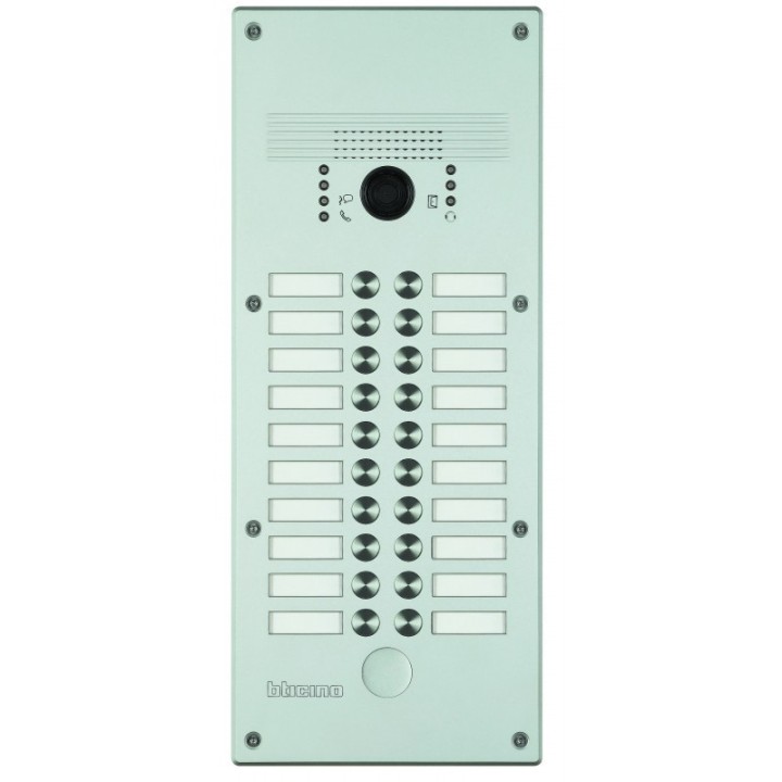 Platine antivandale à bouton poussoir Linea 300 pour 13 à 20 appels façade Alu