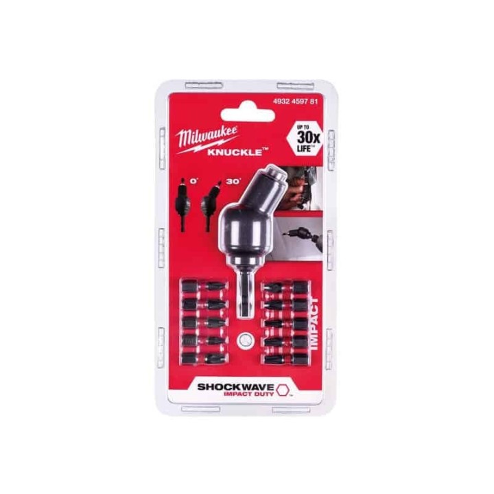 RENVOI D'ANGLE  Cardan visseuse à chocs + 10 embouts de vissage