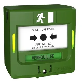 Déclencheur Manuel Vert Lumineux, Sonore Et 1 Contact Sec