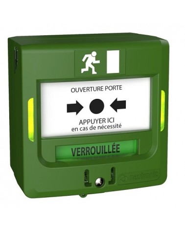 Déclencheur Manuel Led+Buzzer+Ctc Vert Vert + Capot