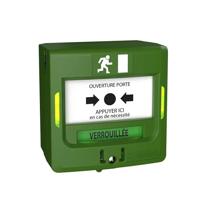 Déclencheur Manuel Vert Lumineux, Sonore Et 1 Contact Sec