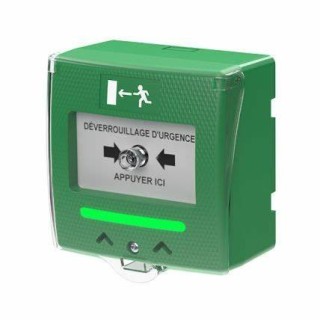 Déclencheur Manuel Vert 2 Contacts+Buzzer Et Led+Capot