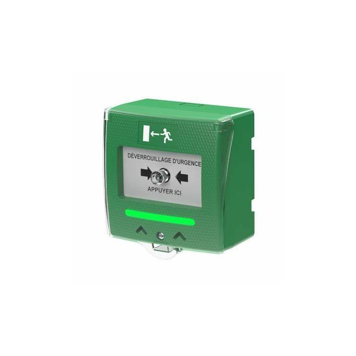 Déclencheur Manuel Vert 2 Contacts+Buzzer Et Led+Capot