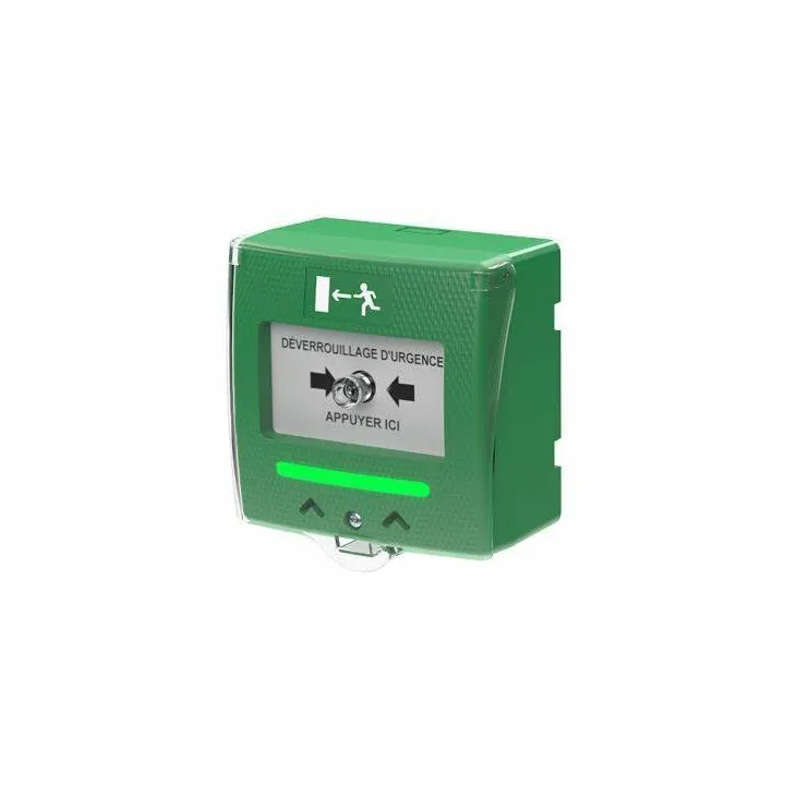 Déclencheur Manuel Vert 2 Contacts+Buzzer Et Led+Capot