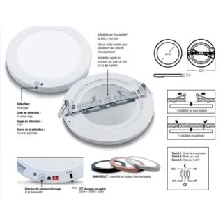 Plafonnier Downlight Fullsmart 18W, Cct, Encastrement Adaptable, Sans Détecteur