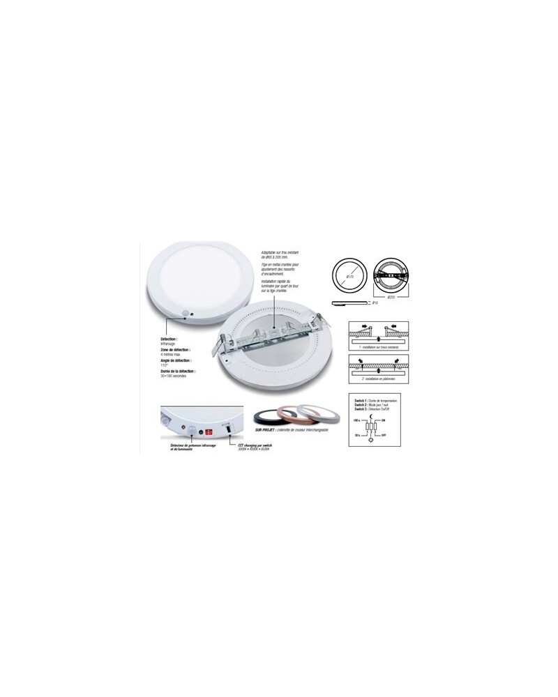 Downlight Fullsmart 18W Cct Encastrement Adaptable Sensor Pir