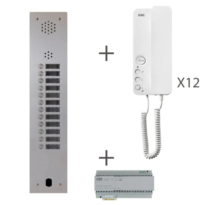 Kit Audio Préprogrammé, 2Voice, Platine Et Postes, 1 Rangée, 12 Boutons