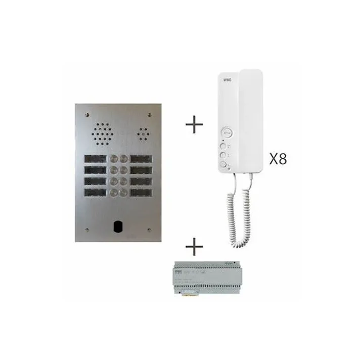Kit Audio Préprogrammé, 2Voice, Platine Et Postes, 2 Rangées, 8 Boutons