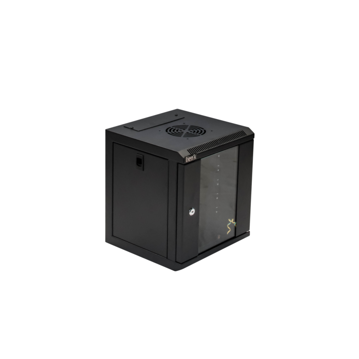 Coffret 19" porte vitrée 15U 600x600 noir monté