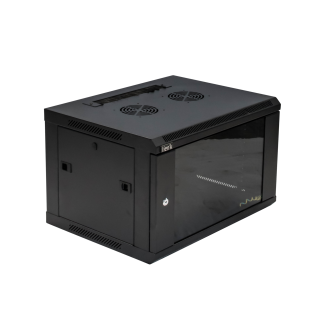 Coffret 19" porte vitrée 6U 600x600 noir en kit