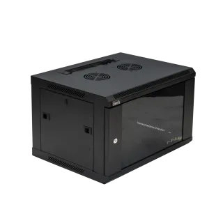 Coffret 19" Porte Vitrée 9U 600X450 Noir Monté