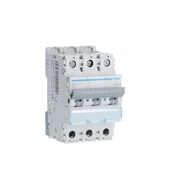 Disjoncteur Magnétique 3P 20Ka 16A 3 Modules