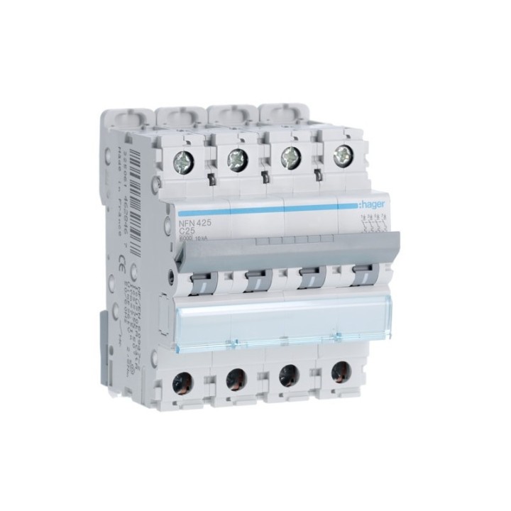 Disjoncteur 4P 6-10kA courbe C - 25A 4 modules