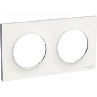 Odace Styl - Plaque 2 Postes Horizontaux Ou Verticaux Entraxe 71Mm Blanc