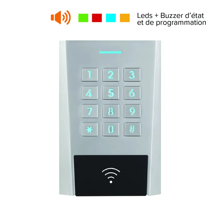 Clavier/Lecteur Rfid Axk3 Métal Ip64 125 Khz Em 12/24V Ac/Dc 999U 2R S0