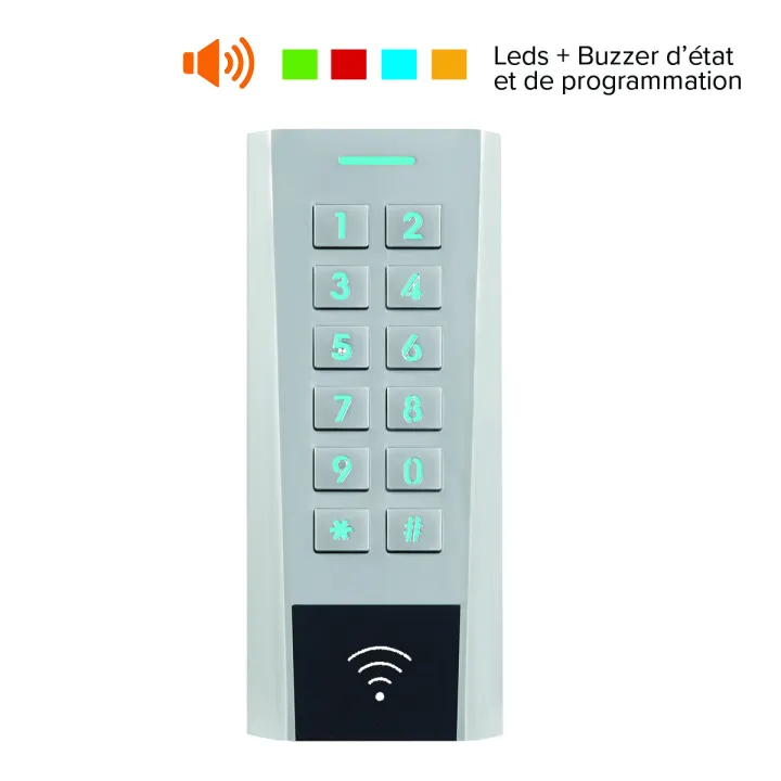 Clavier/Lecteur Rfid Axk4 Métal Ip66 13.56 Mhz Ms 12/24V Ac/Dc 999U 2R C2