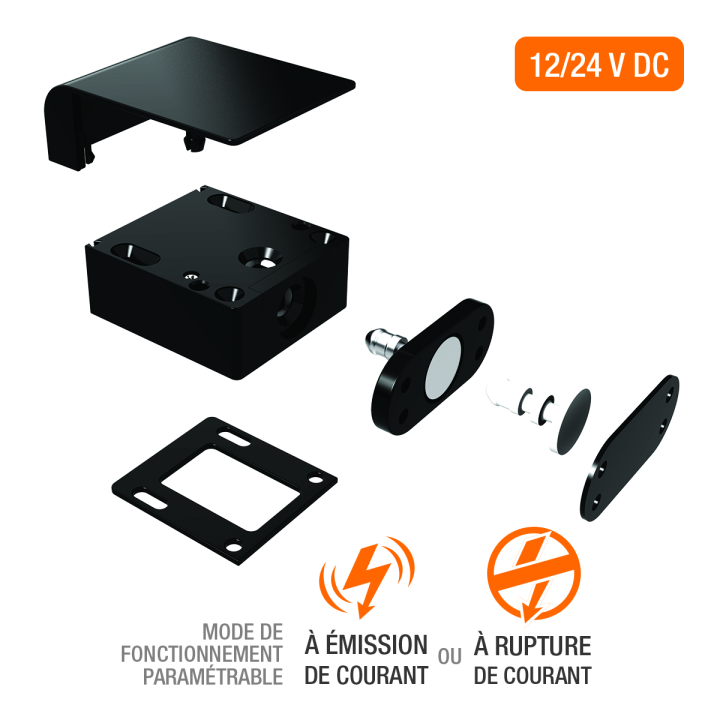 Verrou électrique miniature Ap 400 lbs émission/rupture 12/24V D