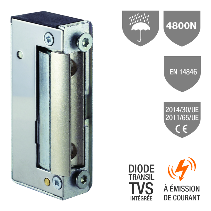Gâche Élec. 15 Ip 67 Sym. 16 Mm 4800 N À Émis 10-24V Ac/Dc Tvs