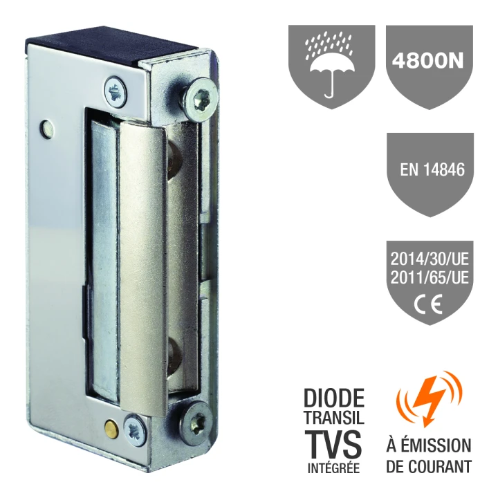 Gâche Élec. 15 Ip 67 Sym. 16 Mm 4800 N À Émission 10-24V Ac/Dc Tvs