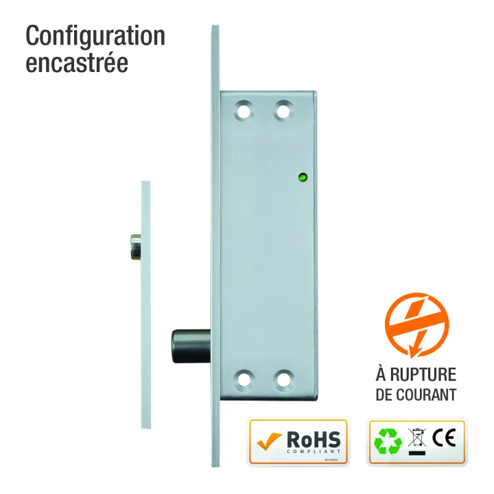 Verrou Électrique Compact Ap/Enc 5000 N Rupture 12/24V Dc Contact