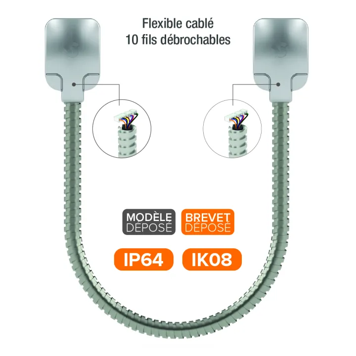 Passage De Câble Ap 40 Cm 10 Bornes Débrochables Gaine Acier Zingué Ip64 Ik08