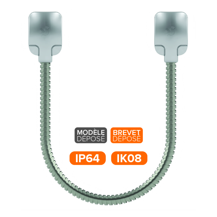 Passage de câble Ap 40 cm 12/9,5 mm Gaine acier inox IP64 IK08