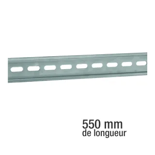 Rail Din Omega En Acier 35 X 7,5 Mm Longueur 0,55 M Trous Oblongs 15 X 6,1 Mm