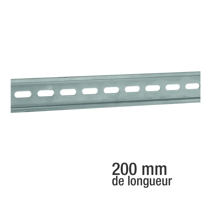 Rail Din Omega En Acier 35 X 7,5 Mm Longueur 0,2 M Trous Oblongs 15 X 6,1 Mm