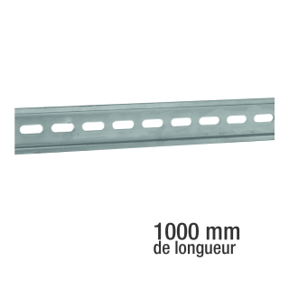 Rail DIN omega  acier 35x7,5mm Long 1m Trous oblongs 15x6,1mm