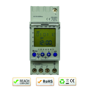 HORLOGE DIGITALE HEBDOMAD 230V AC 2 CONTACTS INVERSEURS 44(PAS)*