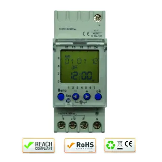 Horloge Digitale Hebdomataire Raildin 2M 12V Ac/Dc 2 Contacts Inverseurs(58 Pas)