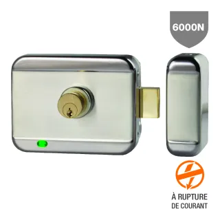 Serrure Électrique Applique 6000 N À Rupture 12-24V Dc Cylindre