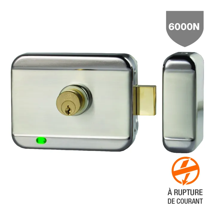 Serrure Électrique Applique 6000 N À Rupture 12-24V Dc Cylindre