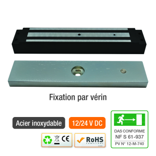 VENTOUSE EM ACIER INOX ENC 35,5MM 600 LBS 12/24V DC CTC REED NF