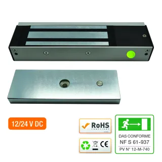 Ventouse Em Applique 1200 Lbs 12/24V Dc Contact Hall / Led - Nf S 61-937